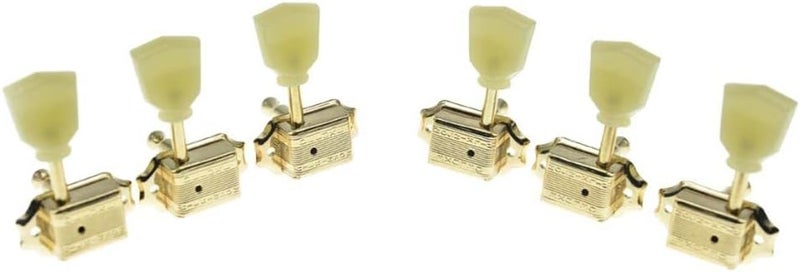 WILKINSON Gold with Vintage Button 3x3 Deluxe Vintage Tuners Guitar Tuning Keys Machine Heads with Plastic Keystone Buttons for Les Paul/SG/ES K1950 - Image 2